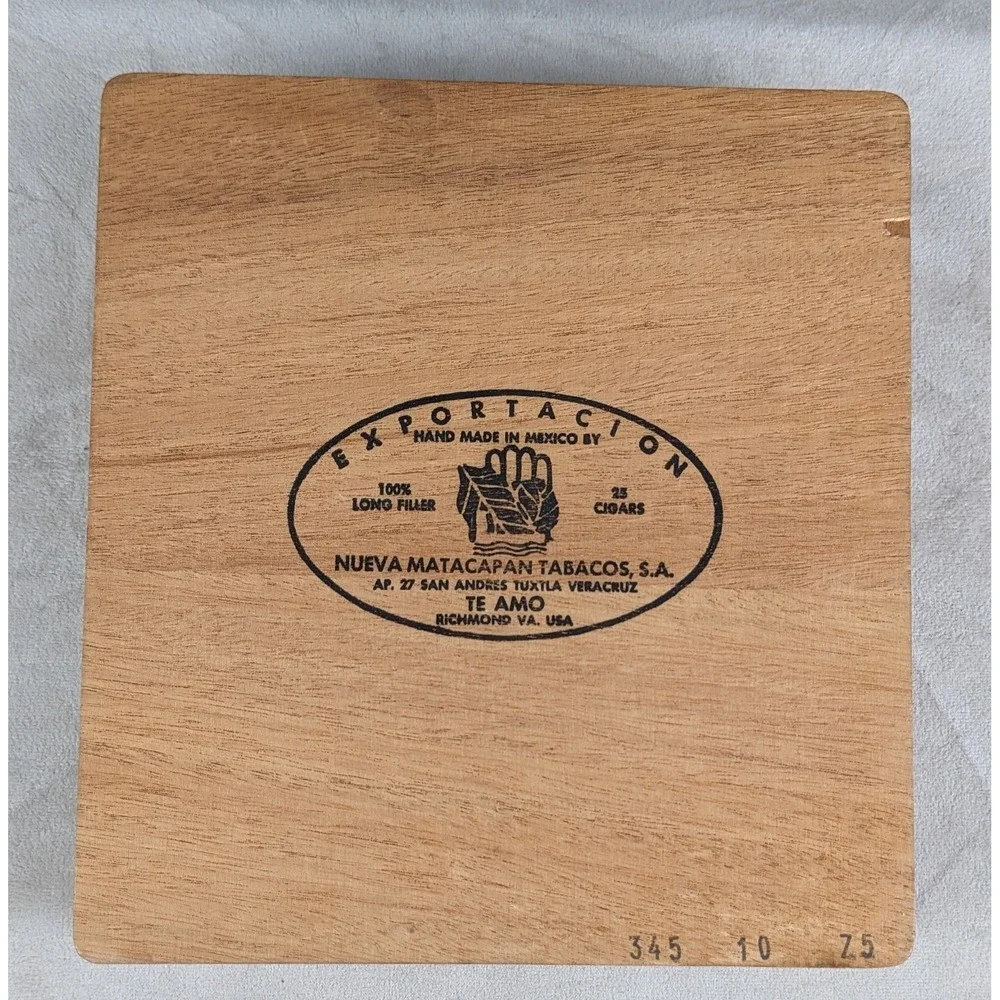 Te-Amo San Andres Valley Tobacco Empty Box Jewelry Storage Man Cave Desk Trinket